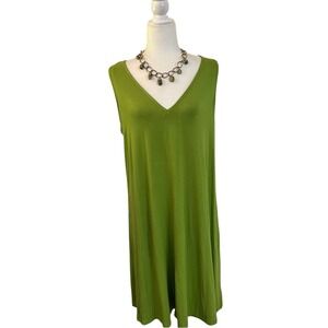 Ava & Viv Green Sleeveless Midi Dress Rayon Spandex Minimalist Resort Wear Sz XL